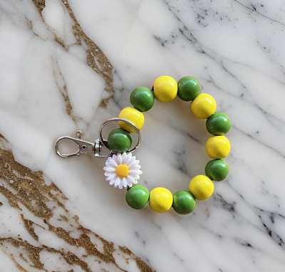 Handmade And Very Cute, Flower Beaded Keychain, Boho Keychain, Handmade Key Ring, Floral Key Accessory, Bag Charm